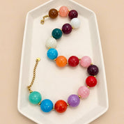 Multicolor Marbled Ball Collar Necklace