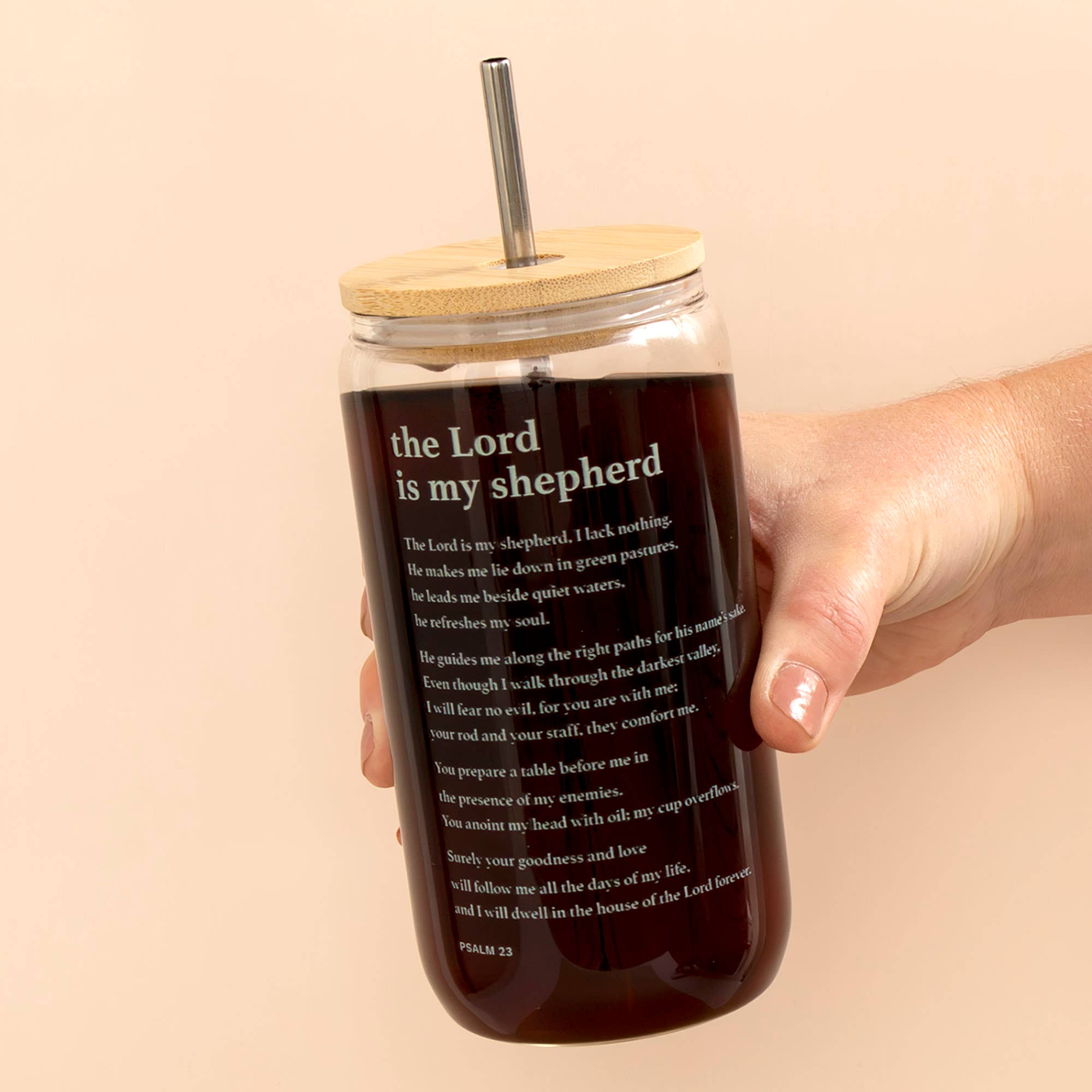 The Lord Is My Shepherd Glass Can