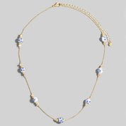 Floral Ceramic Station Beads Chain Necklace