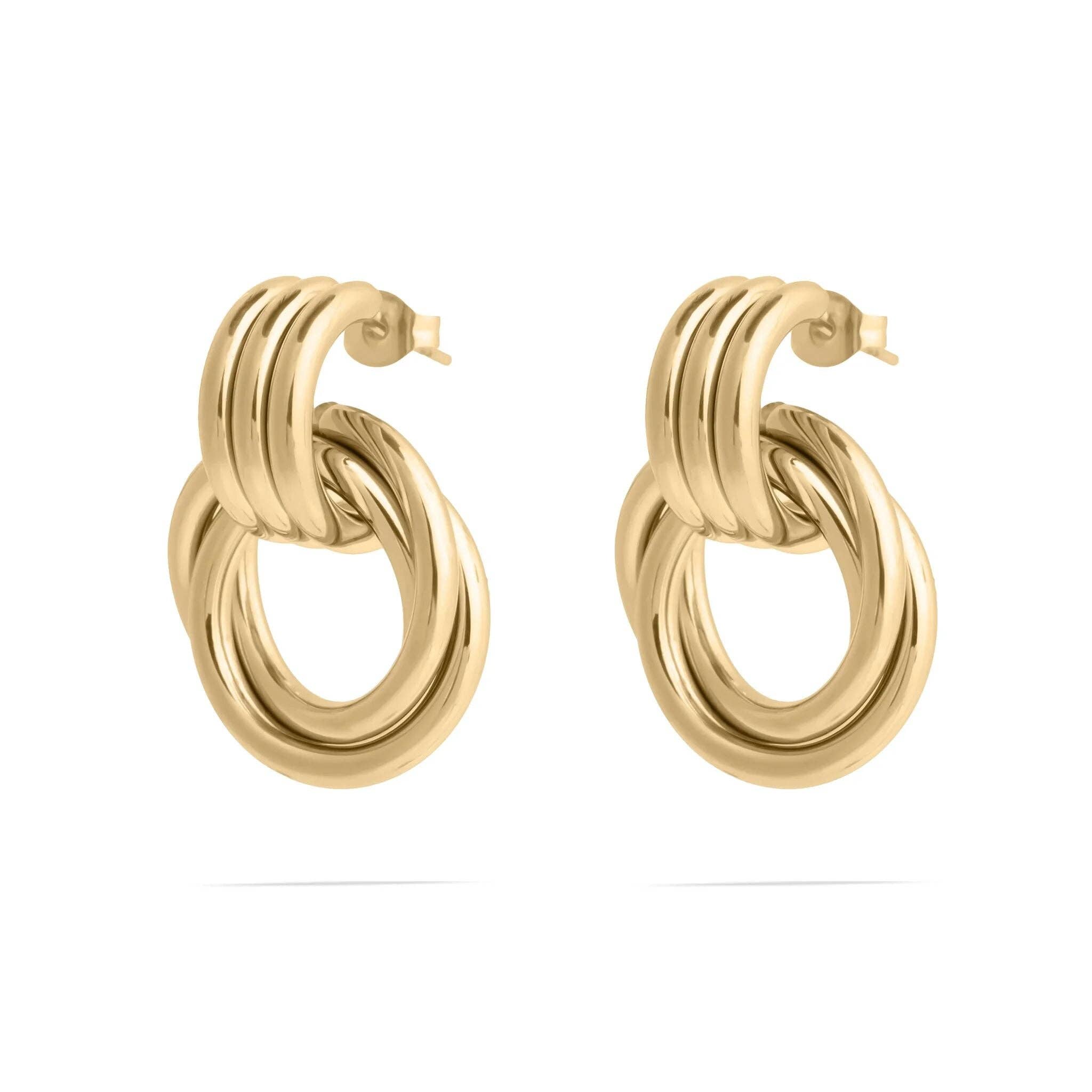 Gold Double Round Stud Earring