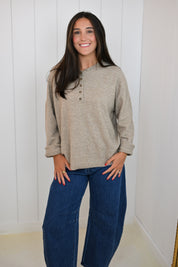 Light Brown Drop Shoulder Pullover