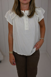Cream Flutter Sleeve Blouse