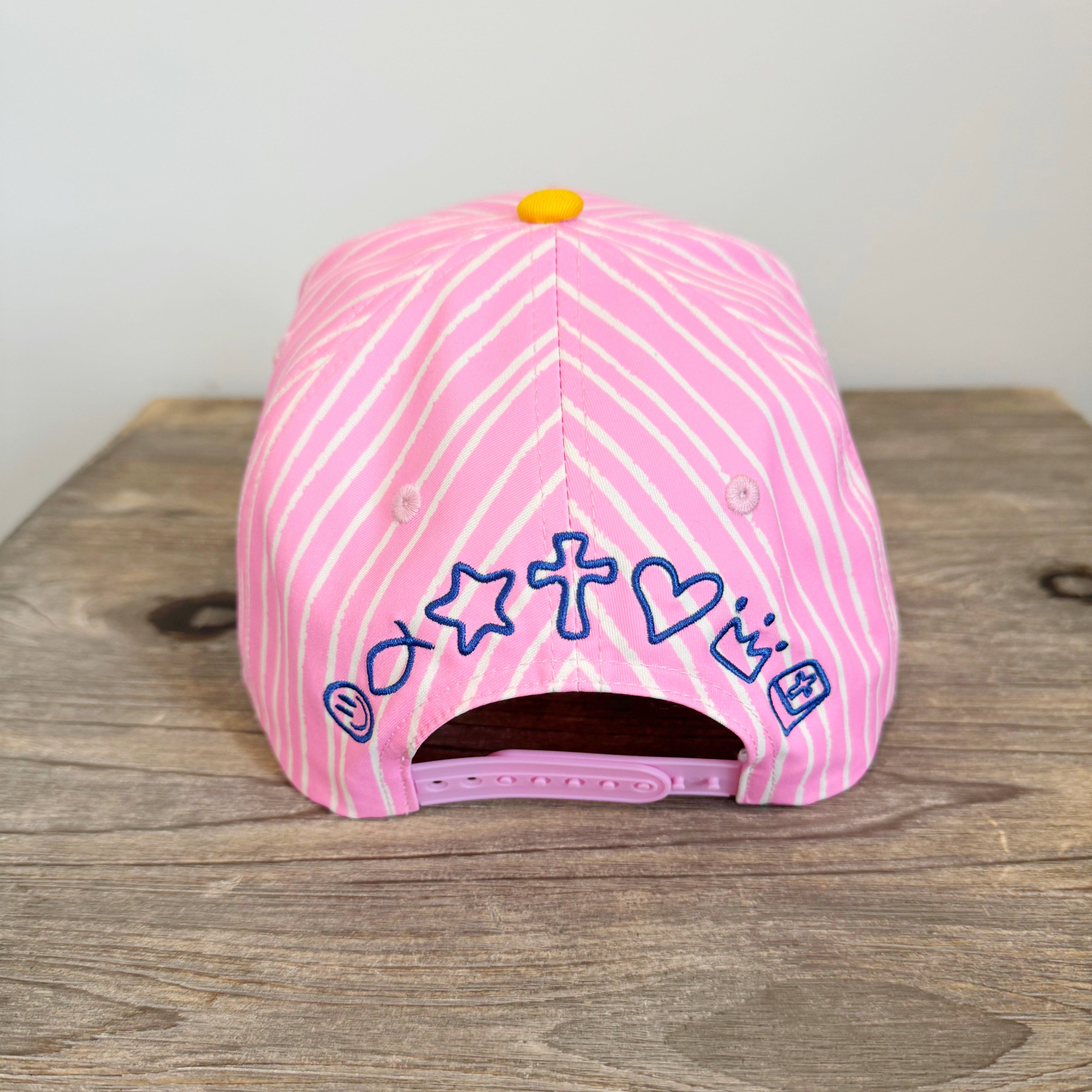 Pink Make Heaven Crowded Stripe Trucker Hat