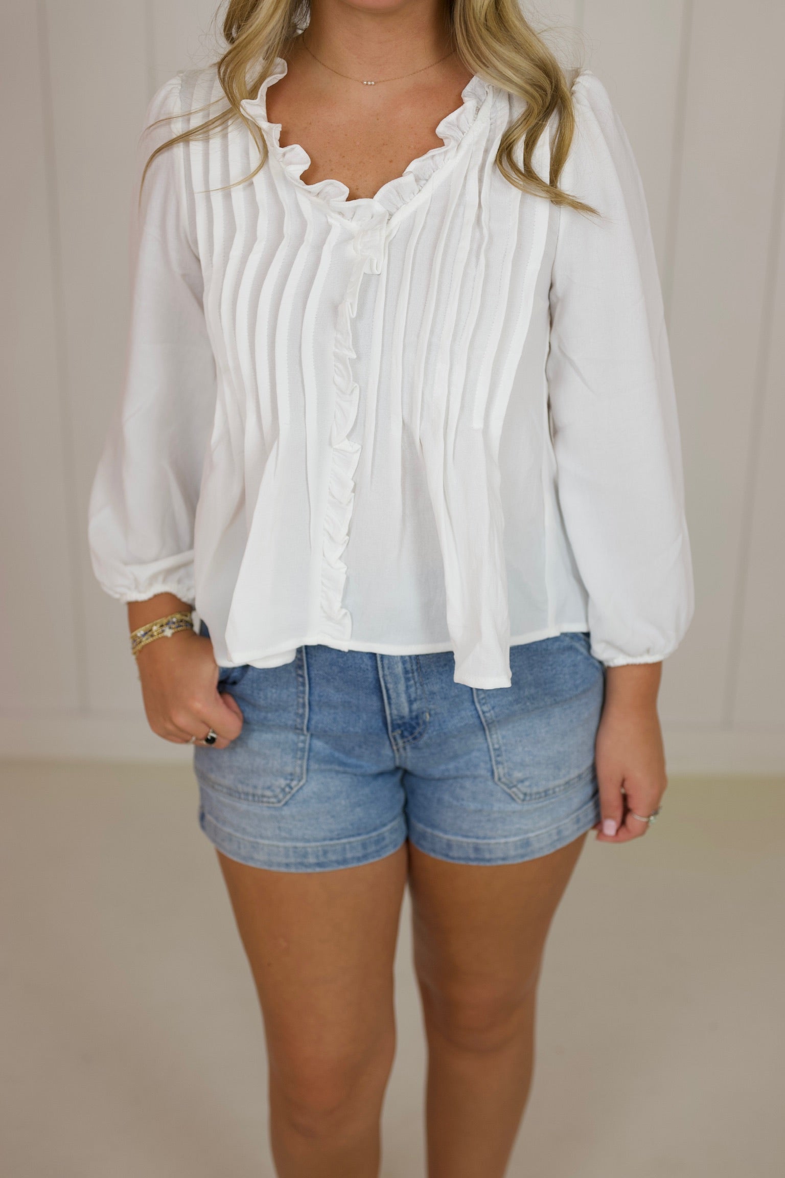 White Ruffle Blouse