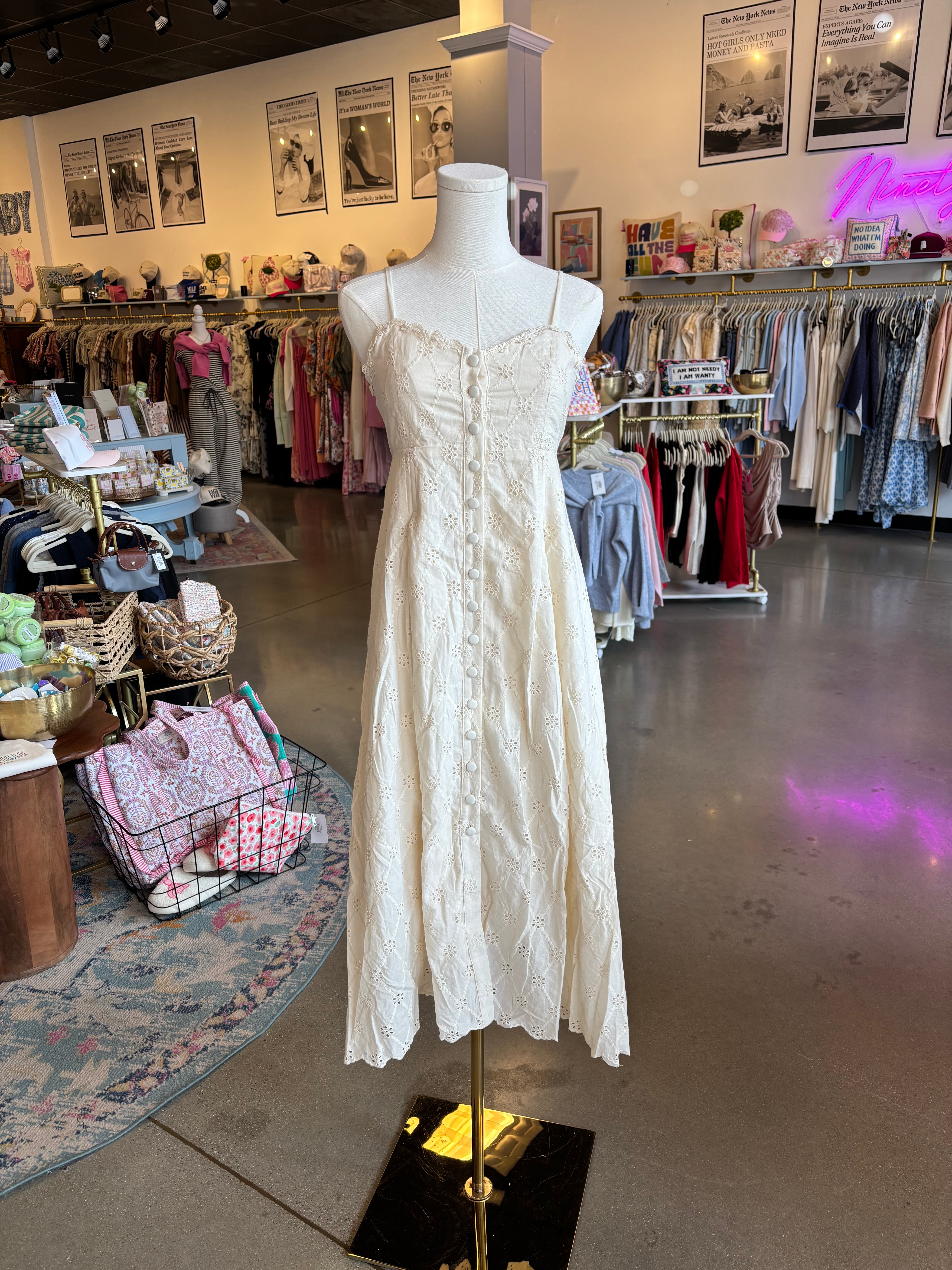 Cream Eyelet Maxi Dress
