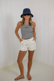 Navy Stripped Crab Beaded Tank