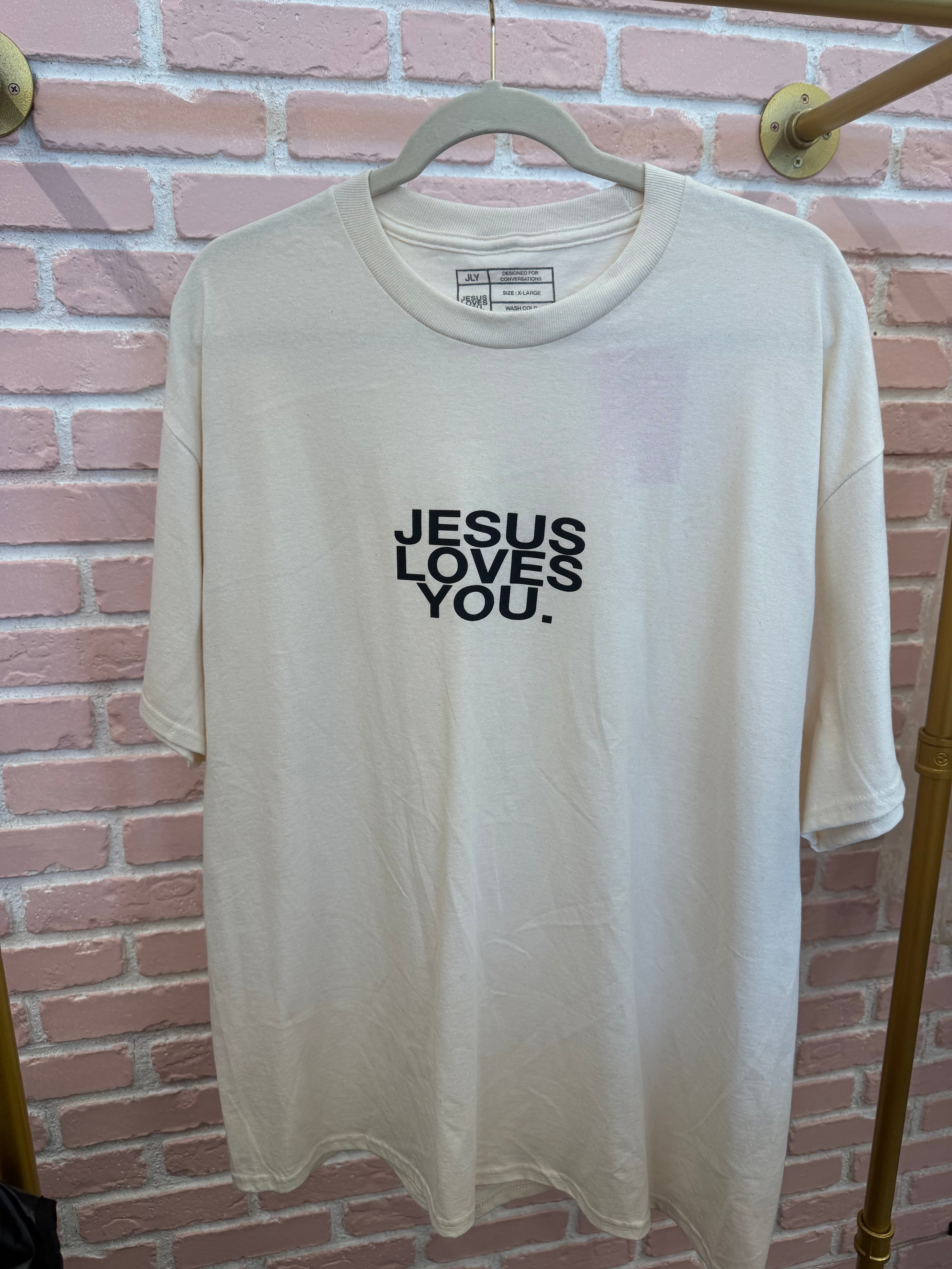 Beige Jesus Loves You Tee
