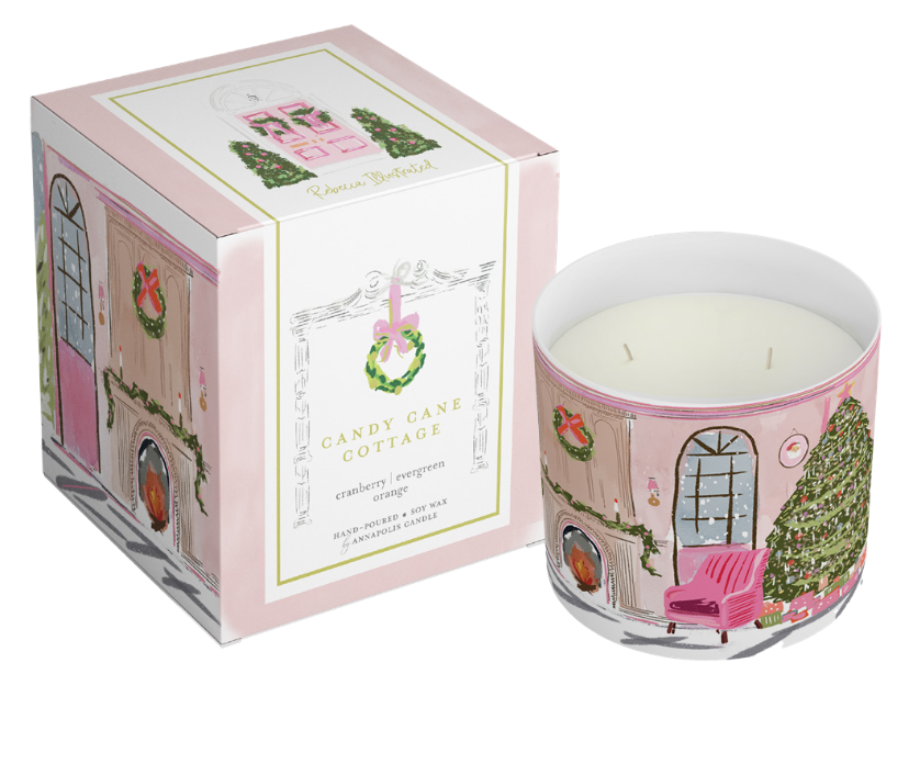Candy Cane Cottage 2-Wick Gift Boxed Candle