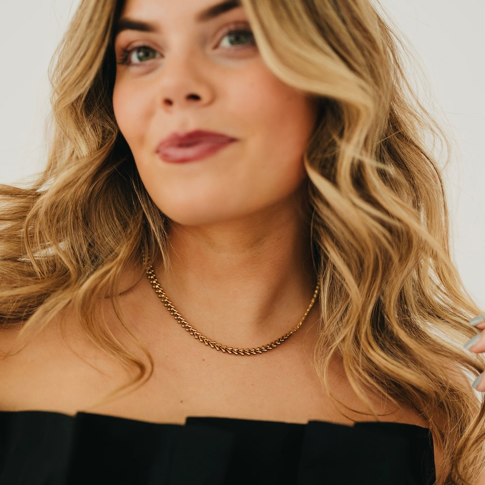 Gold Chevron Chain Necklace