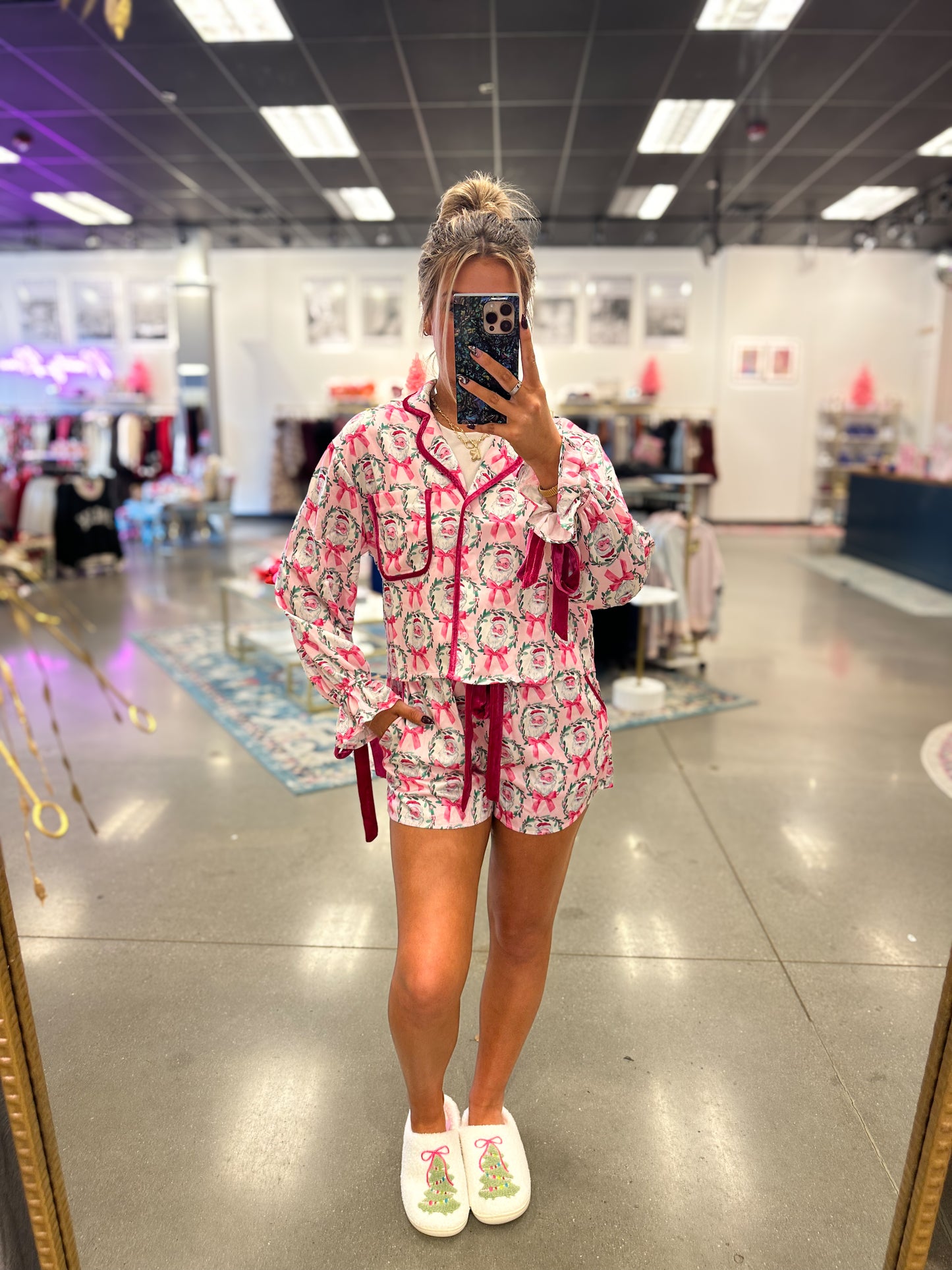 Pink & White Santa PJs