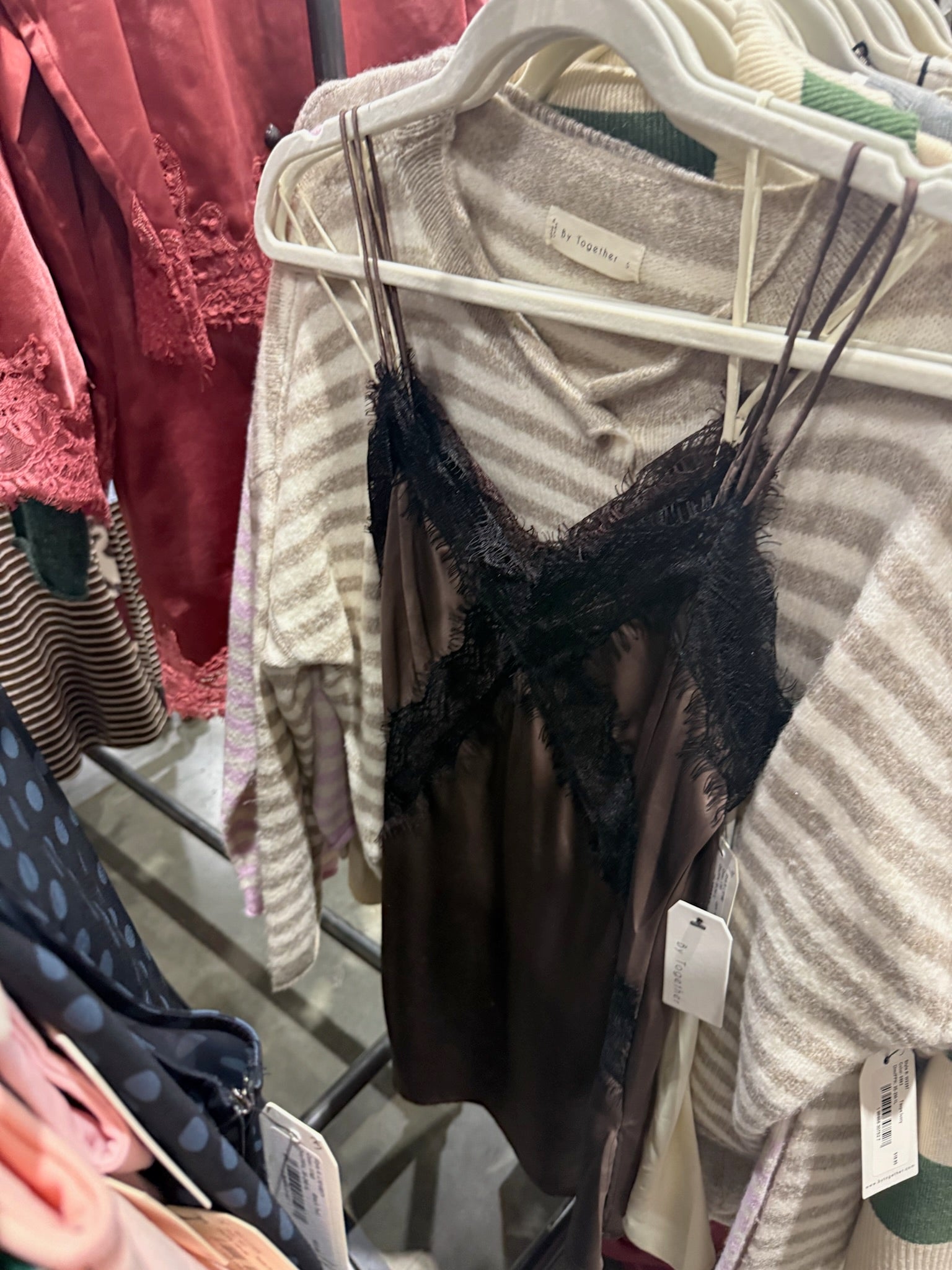 Brown Lace Detail Tank