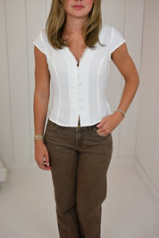 White V-Neck Blouse