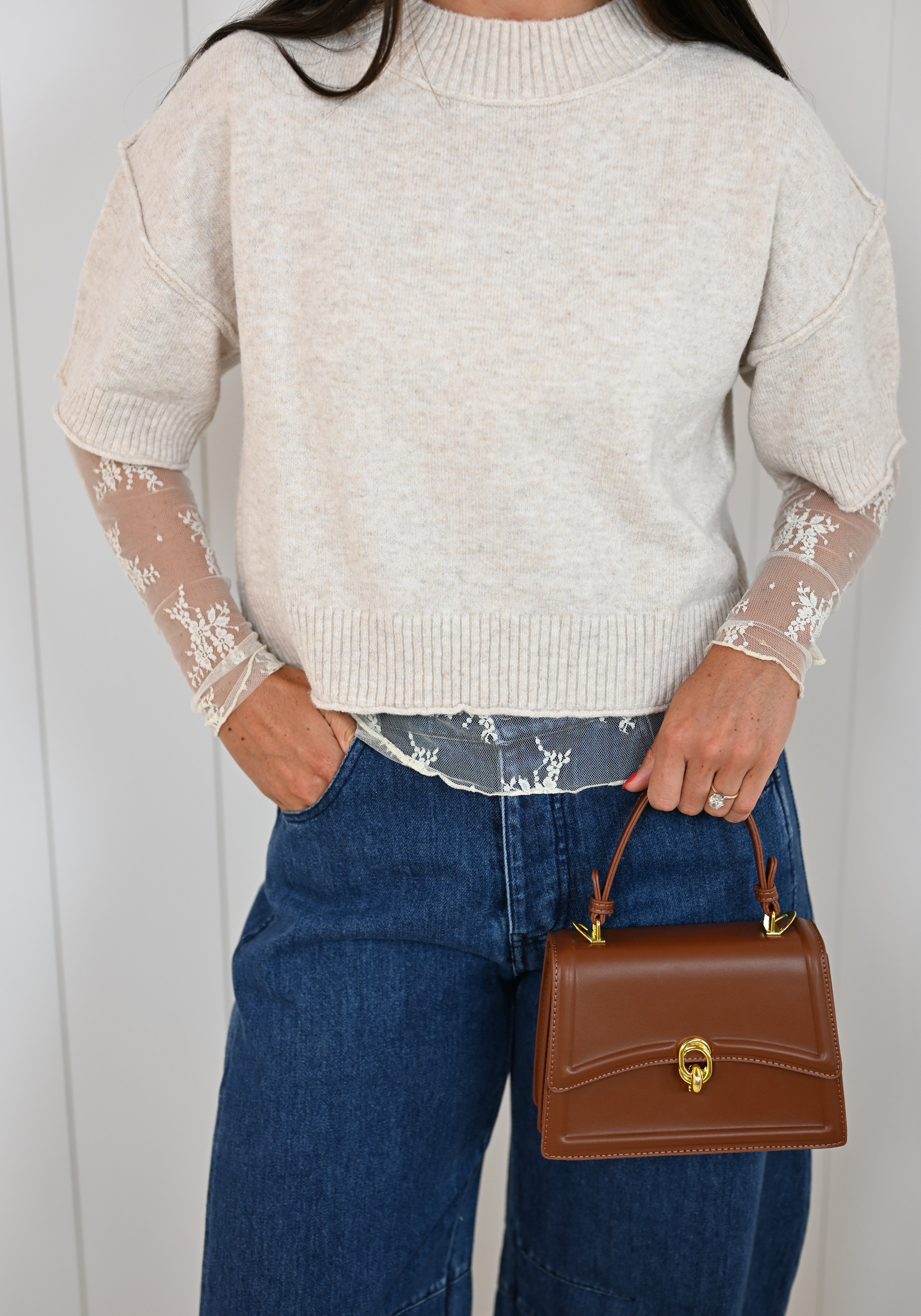 White Lace Long Sleeve Top
