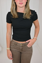 Black Asymmetrical Knit Top