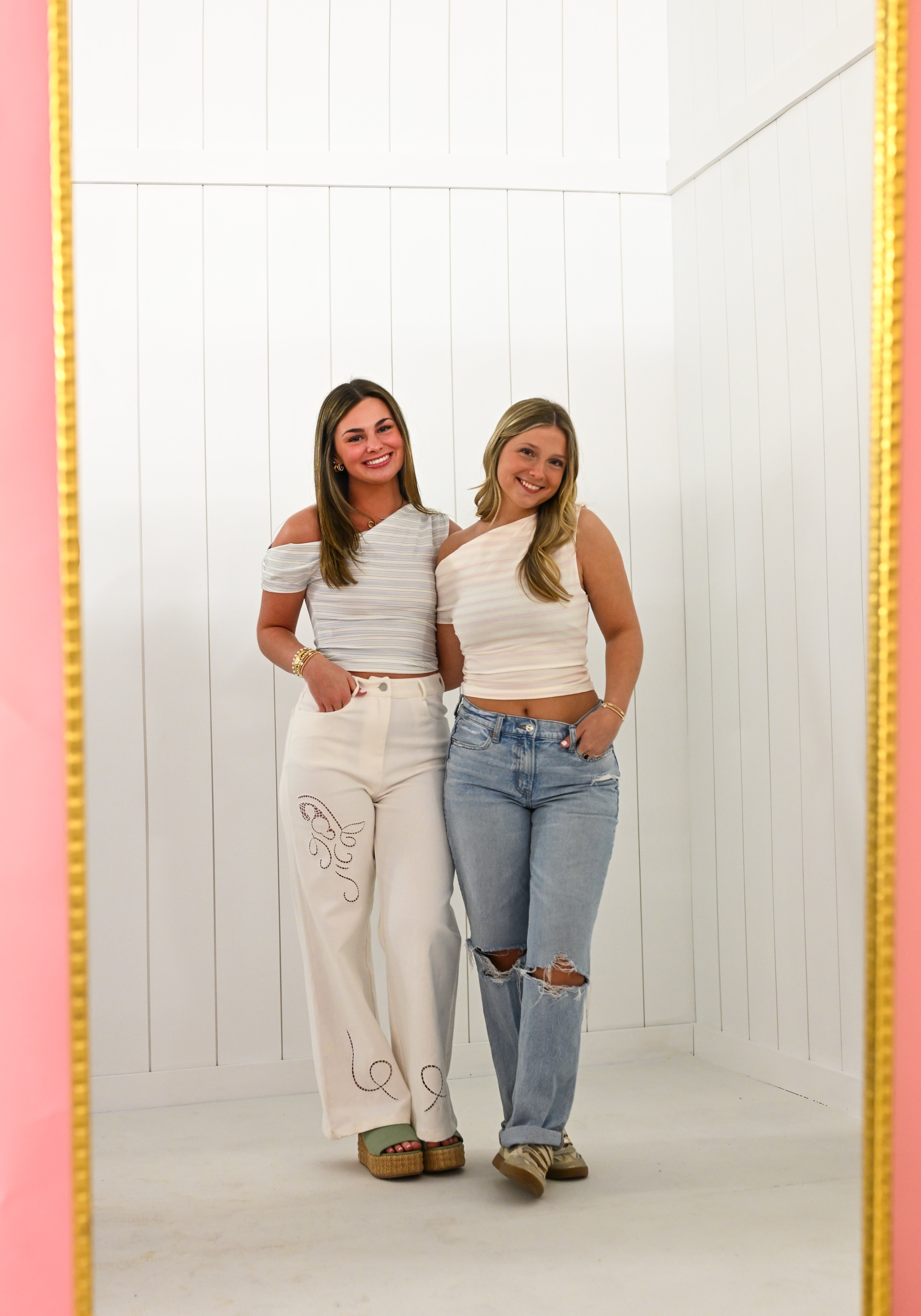 Pink Striped Asymmetrical Top