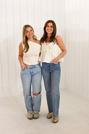 Pink Striped Asymmetrical Top