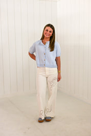 Light Blue Short Sleeve Cardigan
