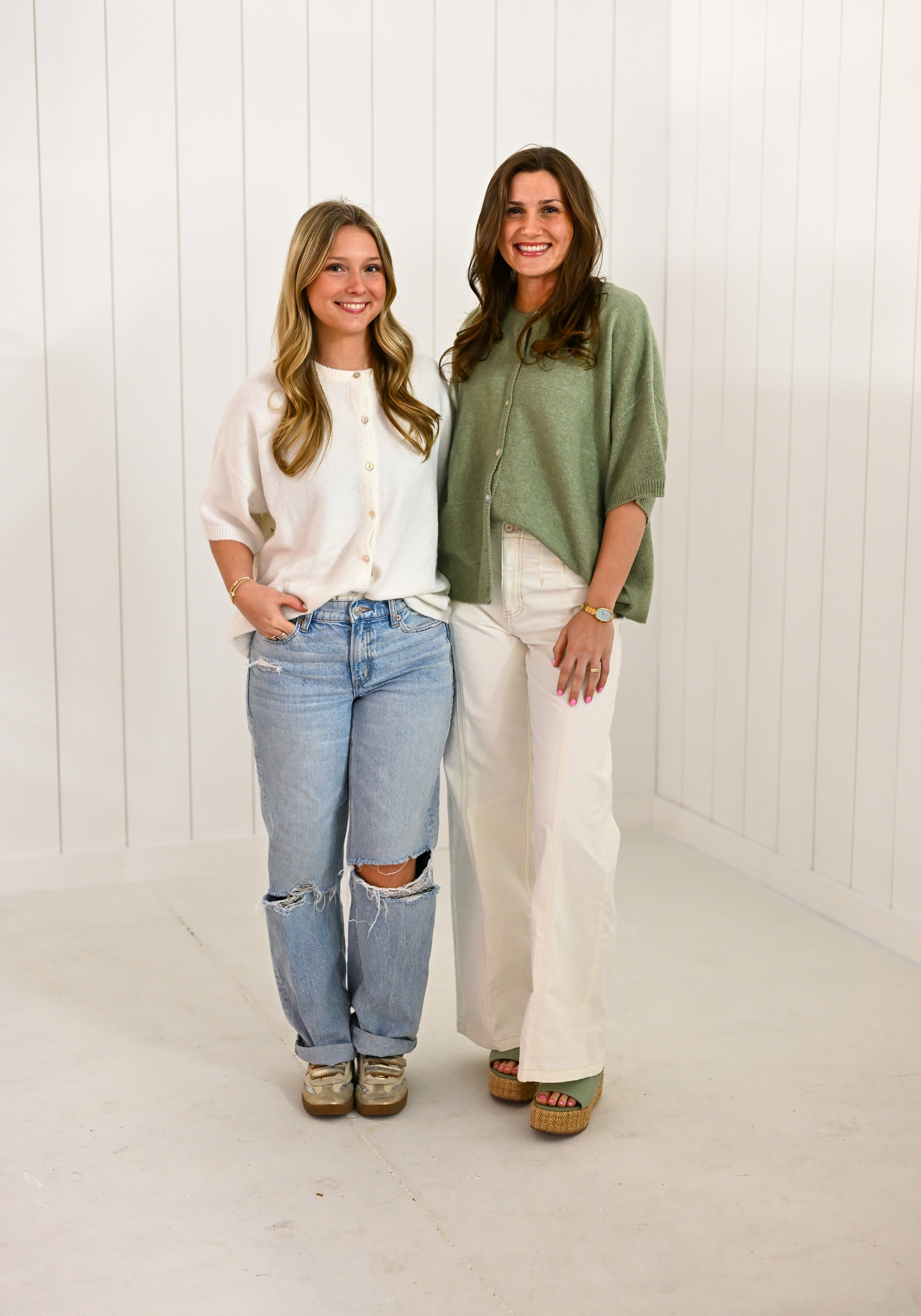 Green Short Sleeve Sweater Cardigan