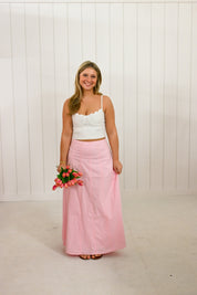 Pink Contrast Detail Maxi Skirt