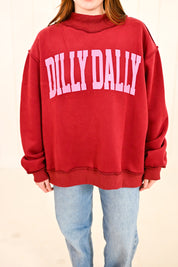 Burgundy 'DILLY DALLY' Mockneck