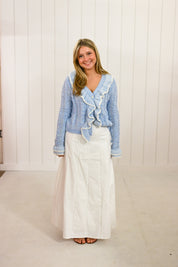 White Contrast Detail Maxi Skirt