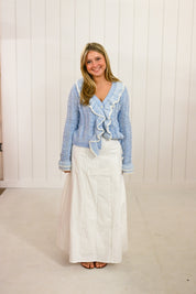 Blue Ruffled Cardigan
