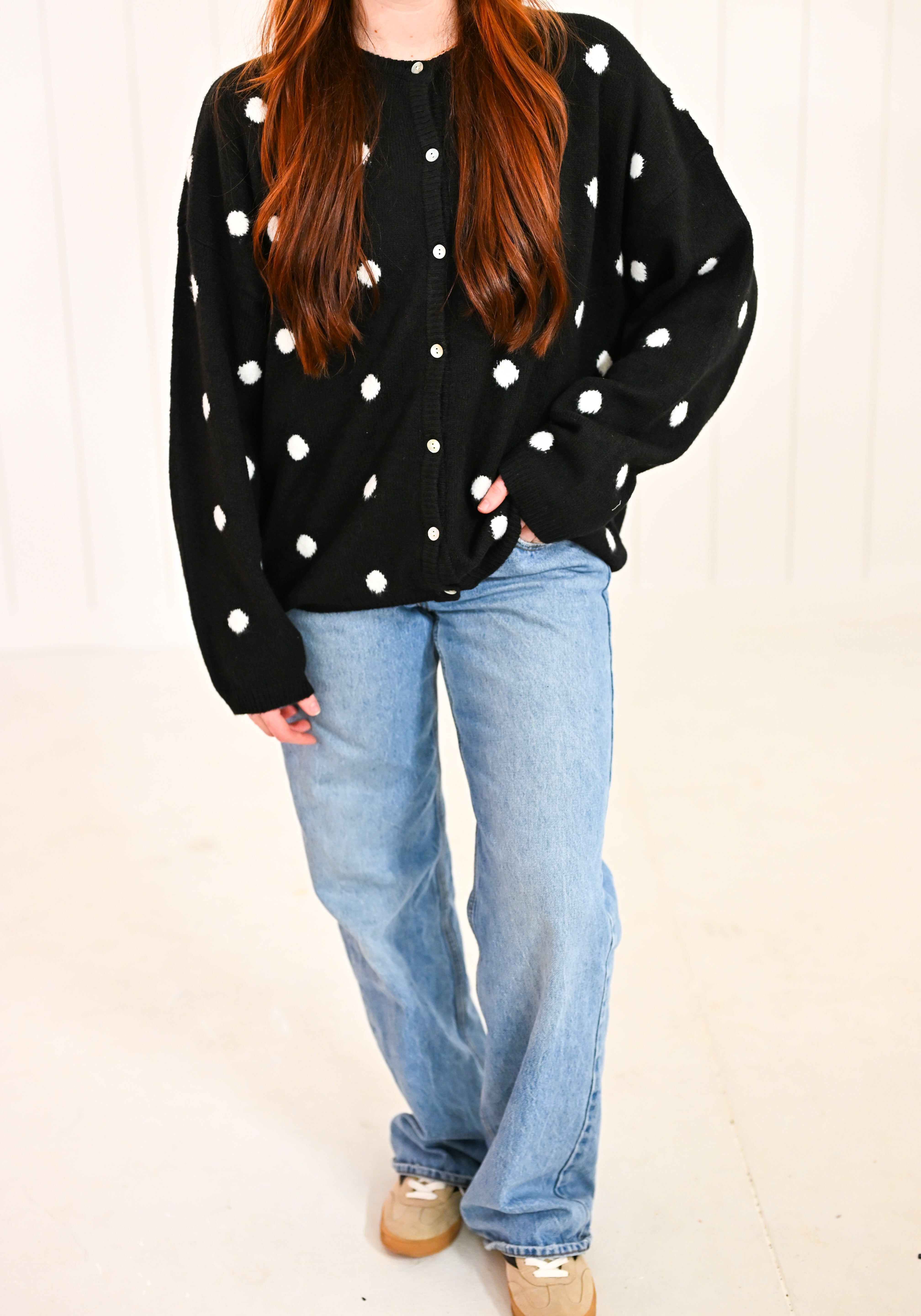 Black Polka Dot Cardigan
