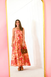Orange Valencia Floral Maxi Dress