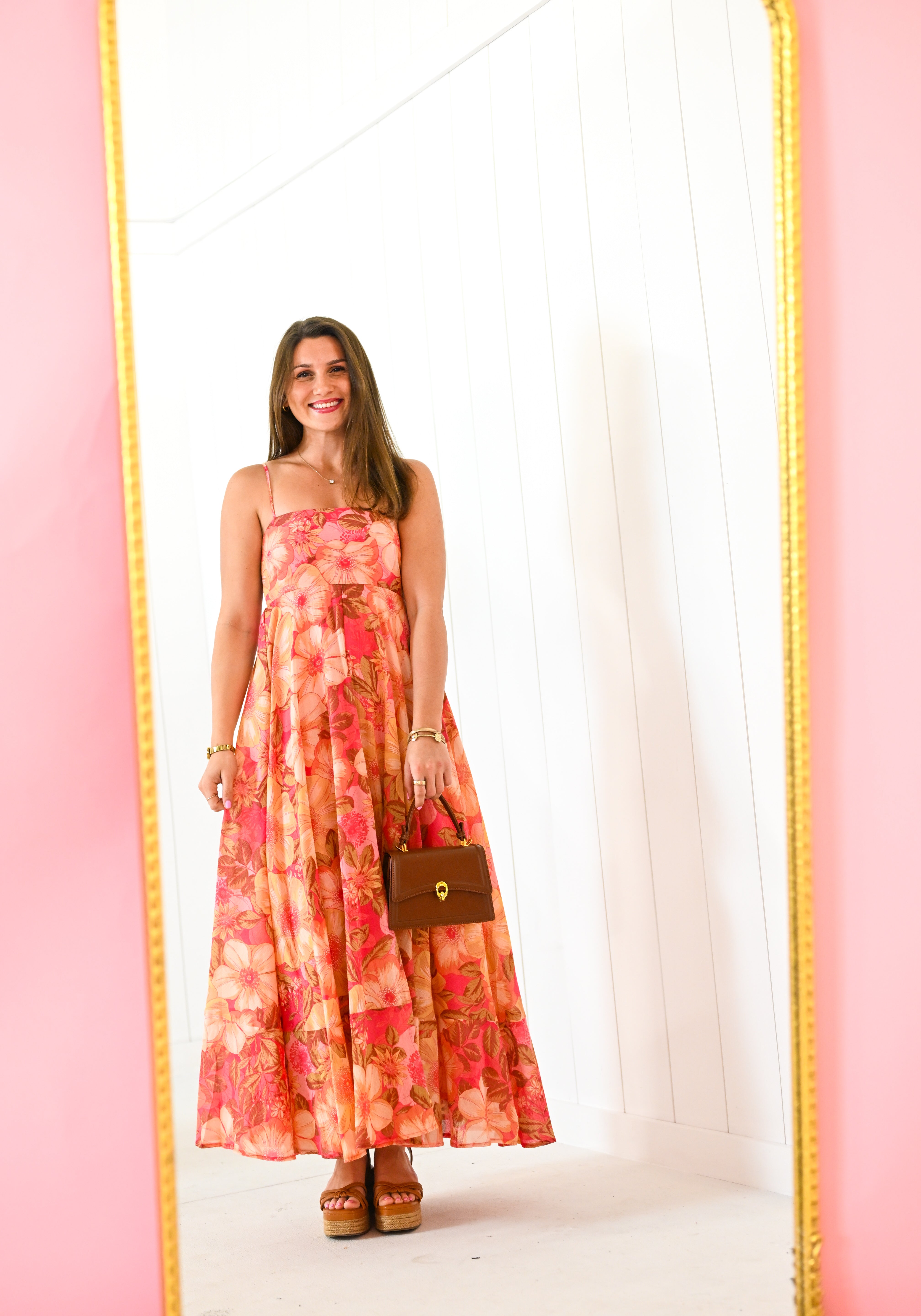 Orange Valencia Floral Maxi Dress