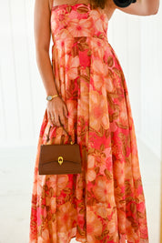 Orange Valencia Floral Maxi Dress