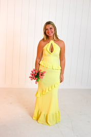 Yellow Crinkle Maxi Dress