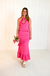 Pink Crinkle Maxi Dress