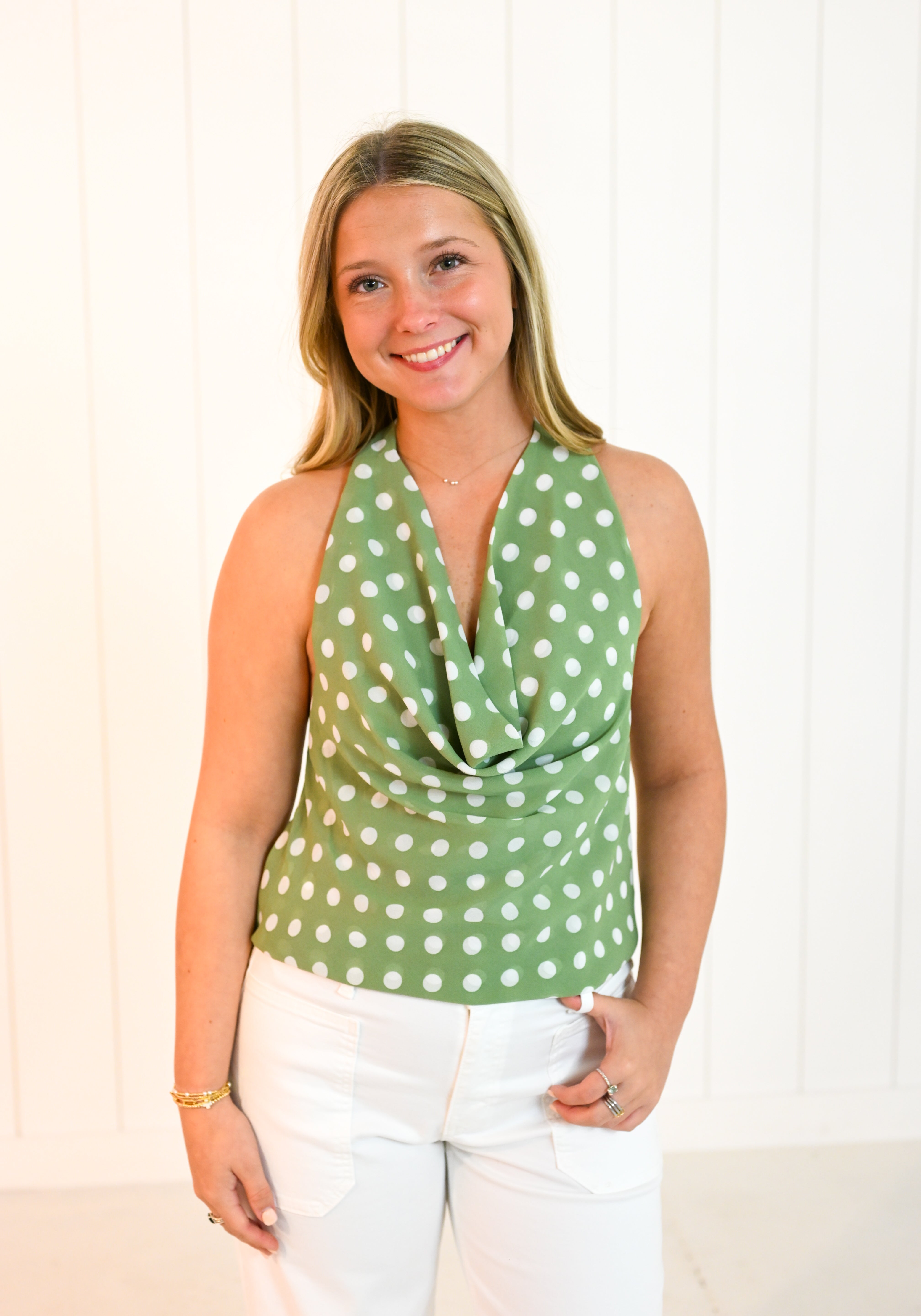 Green Polka Dot Top