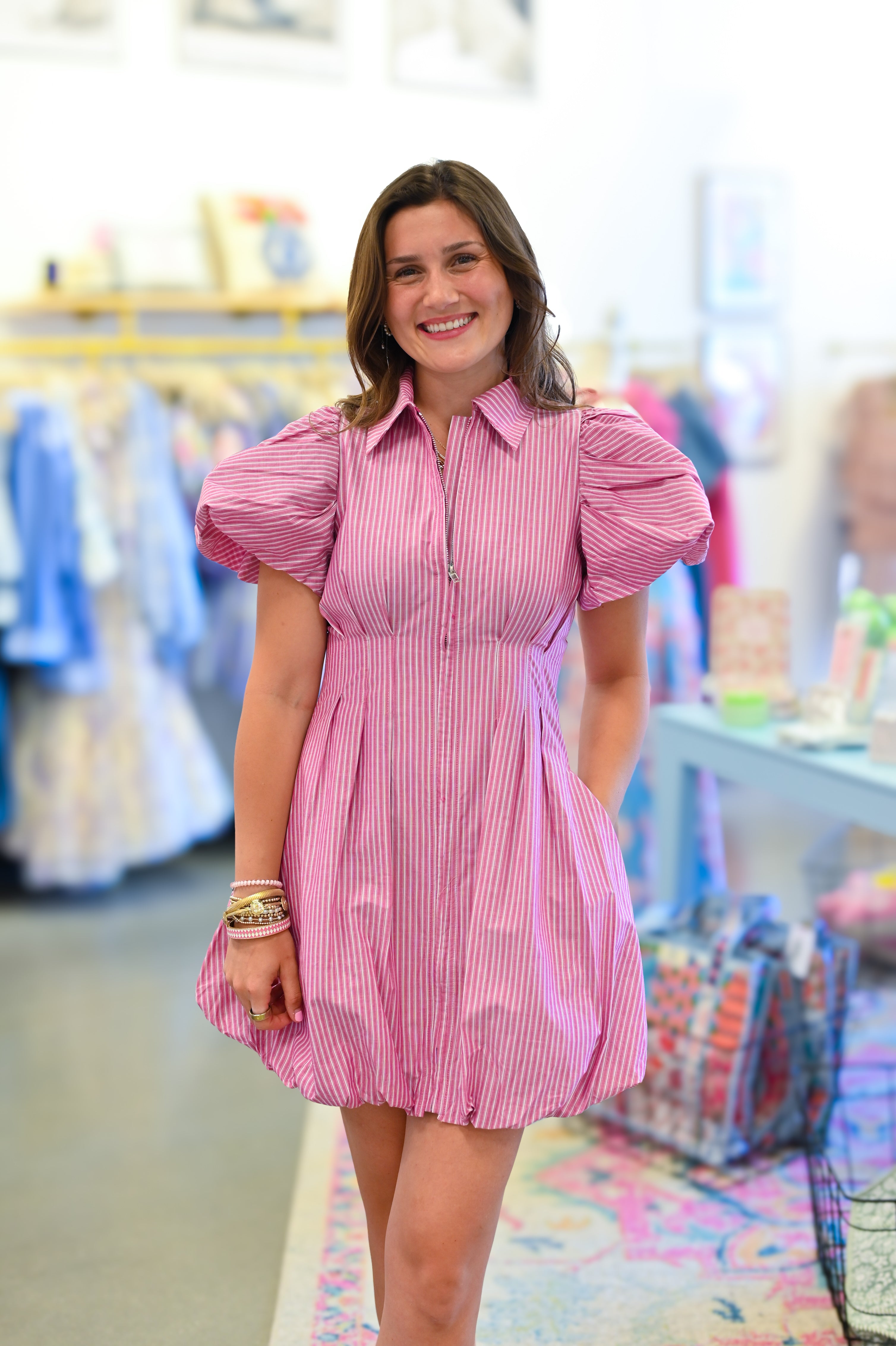 Pink Stripe Bubble Dress