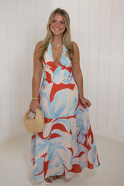 Halter V-Neck Maxi Dress