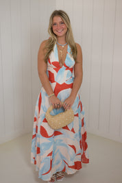 Halter V-Neck Maxi Dress