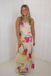 Floral Ruched Maxi Dress