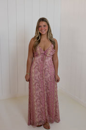 Pink Paisley Sleeveless Maxi Dress