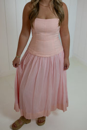 Pink Strapless Corset Skirt Dress