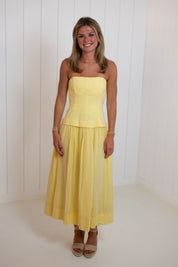 Yellow Strapless Corset Skirt Dress