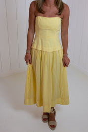 Yellow Strapless Corset Skirt Dress