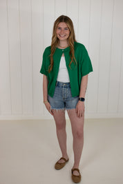 Green Short Sleeve Cardigan