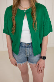 Green Short Sleeve Cardigan