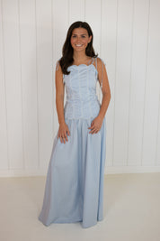 Blue Scalloped Top & Maxi Skirt Set