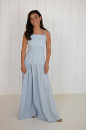 Blue Scalloped Top & Maxi Skirt Set