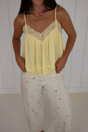 Yellow Lace Trim Cami Top