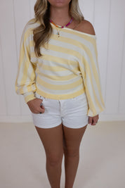 Yellow Striped Sweater Top