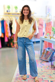 Cream Button Down Sweater Vest