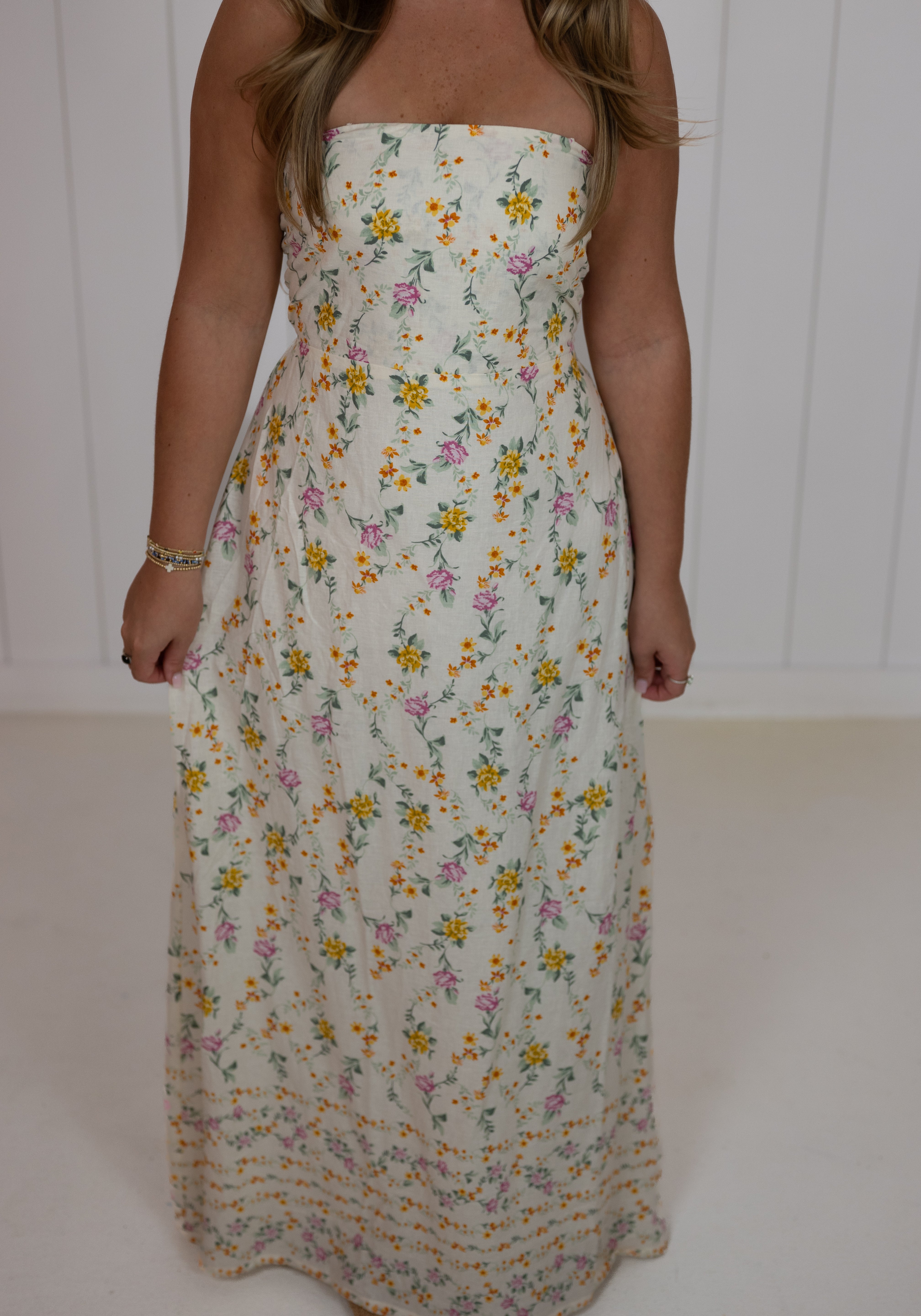 Nicole Strapless Floral Maxi Dress
