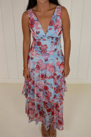 Floral V-Neck tiered Maxi Dress
